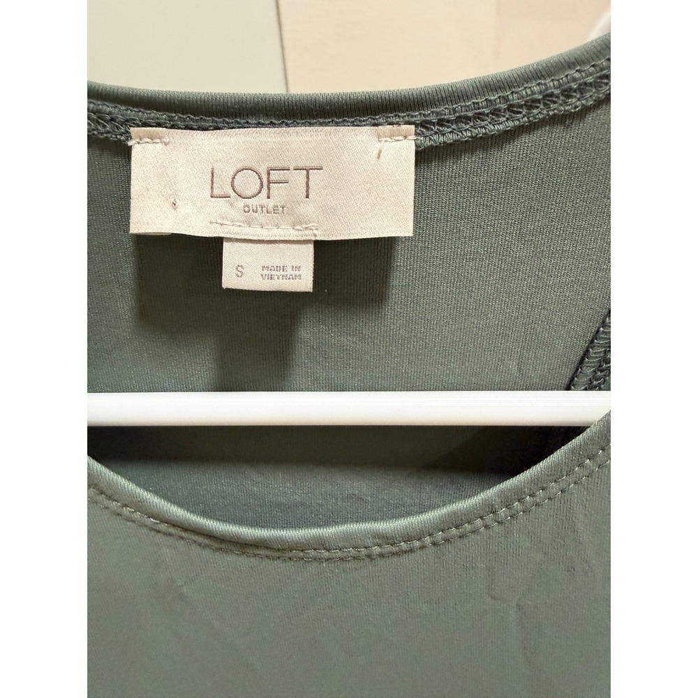 LOFT Outlet Sage Green Racerback Maxi Dress Small Geometric Floral Print Skirt - Picture 2 of 4